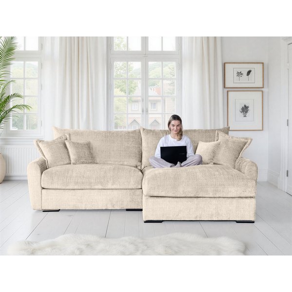 Home affaire Ecksofa Finca XL L-Form, B: 190 cm, 4 Zierkissen, Mega-Sofa, in Cord oder Chenille-Struktur, Federkern