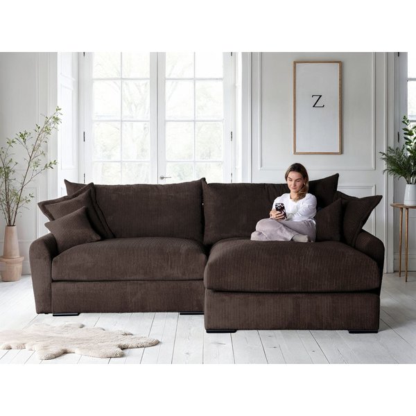 Home affaire Ecksofa Finca XXL L-Form, B: 247 cm, 4 Zierkissen, Mega-Sofa, in Cord oder Chenille-Struktur, Federkern