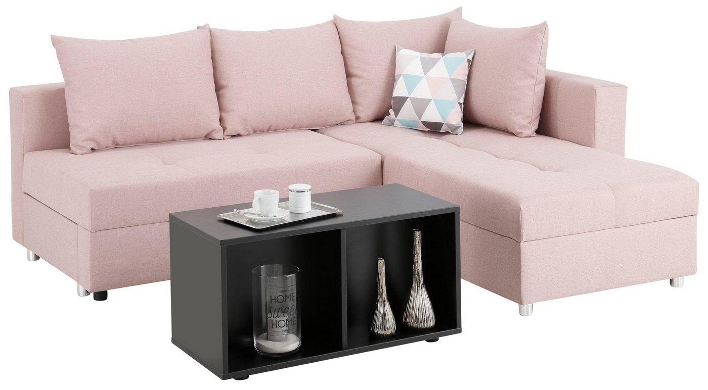 Home affaire Ecksofa Italia L-Form, B: 217 cm, Schlaffunktion, Bettkasten, Federkern, frei stellbar, mit Zierkissen, Gästebettfunktion – Bild 2 von 5