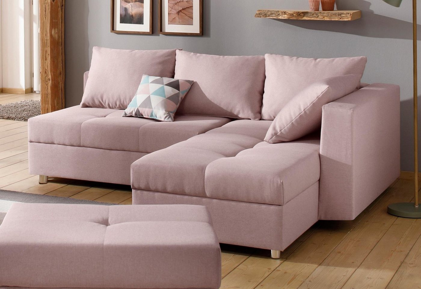 Home affaire Ecksofa Italia L-Form, B: 217 cm, Schlaffunktion, Bettkasten, Federkern, frei stellbar, mit Zierkissen, Gästebettfunktion – Bild 5 von 5