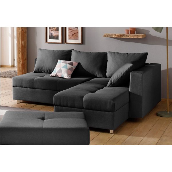Home affaire Ecksofa Italia L-Form, B: 217 cm, Schlaffunktion, Bettkasten, Federkern, frei stellbar, mit Zierkissen, Gästebettfunktion
