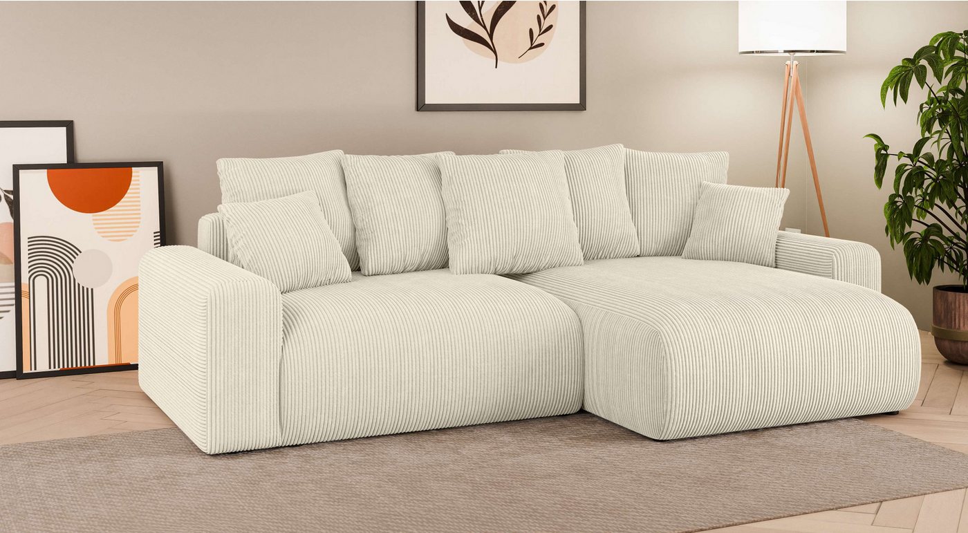 Home affaire Ecksofa LAKESIDE klein mit Bettfunktion und Bettkasten, B/T/H 235/142/84 cm, L-Form, Recamiere beidseitig montierbar, mit Wellenunterfederung – Bild 4 von 5