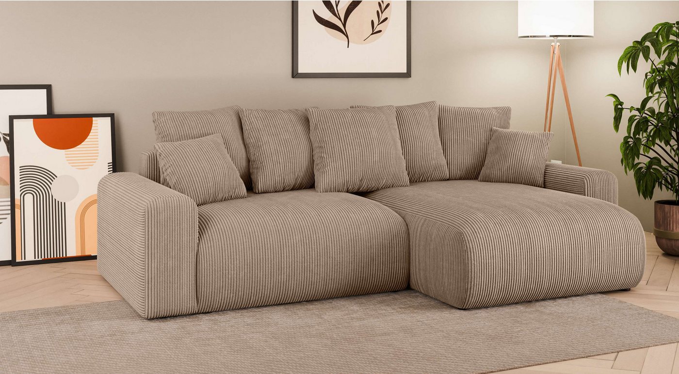 Home affaire Ecksofa LAKESIDE klein mit Bettfunktion und Bettkasten, B/T/H 235/142/84 cm, L-Form, Recamiere beidseitig montierbar, mit Wellenunterfederung – Bild 4 von 5