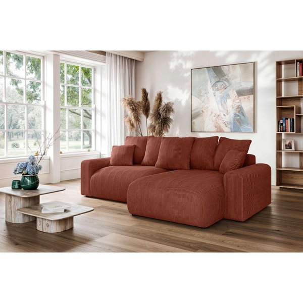 Home affaire Ecksofa LAKESIDE klein mit Bettfunktion und Bettkasten, B/T/H 235/142/84 cm, L-Form, Recamiere beidseitig montierbar, mit Wellenunterfederung