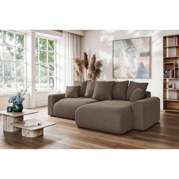 Home affaire Ecksofa LAKESIDE klein mit Bettfunktion und Bettkasten, B/T/H 235/142/84 cm, L-Form, Recamiere beidseitig montierbar, mit Wellenunterfederung