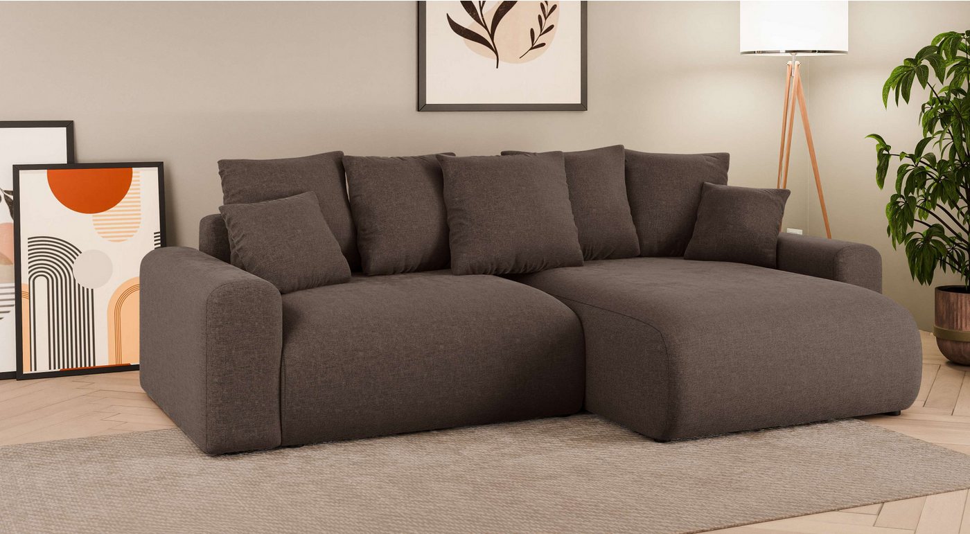 Home affaire Ecksofa LAKESIDE klein mit Bettfunktion und Bettkasten, B/T/H 235/142/84 cm, L-Form, Recamiere beidseitig montierbar, mit Wellenunterfederung – Bild 4 von 5