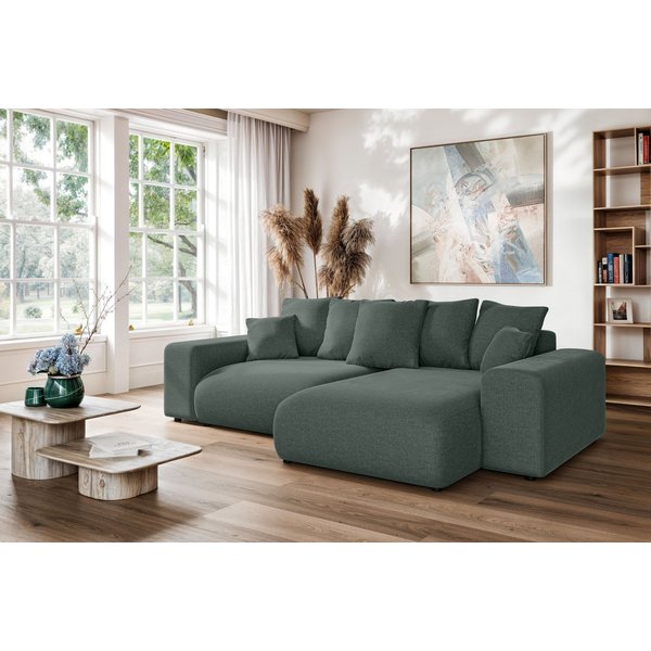 Home affaire Ecksofa LAKESIDE mit Bettfunktion und Bettkasten, B/T/H 257/166/84 cm, L-Form, Recamiere beidseitig montierbar, mit Wellenunterfederung