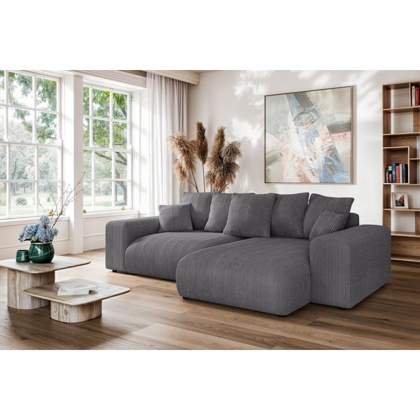Home affaire Ecksofa LAKESIDE mit Bettfunktion und Bettkasten, B/T/H 257/166/84 cm, L-Form, Recamiere beidseitig montierbar, mit Wellenunterfederung