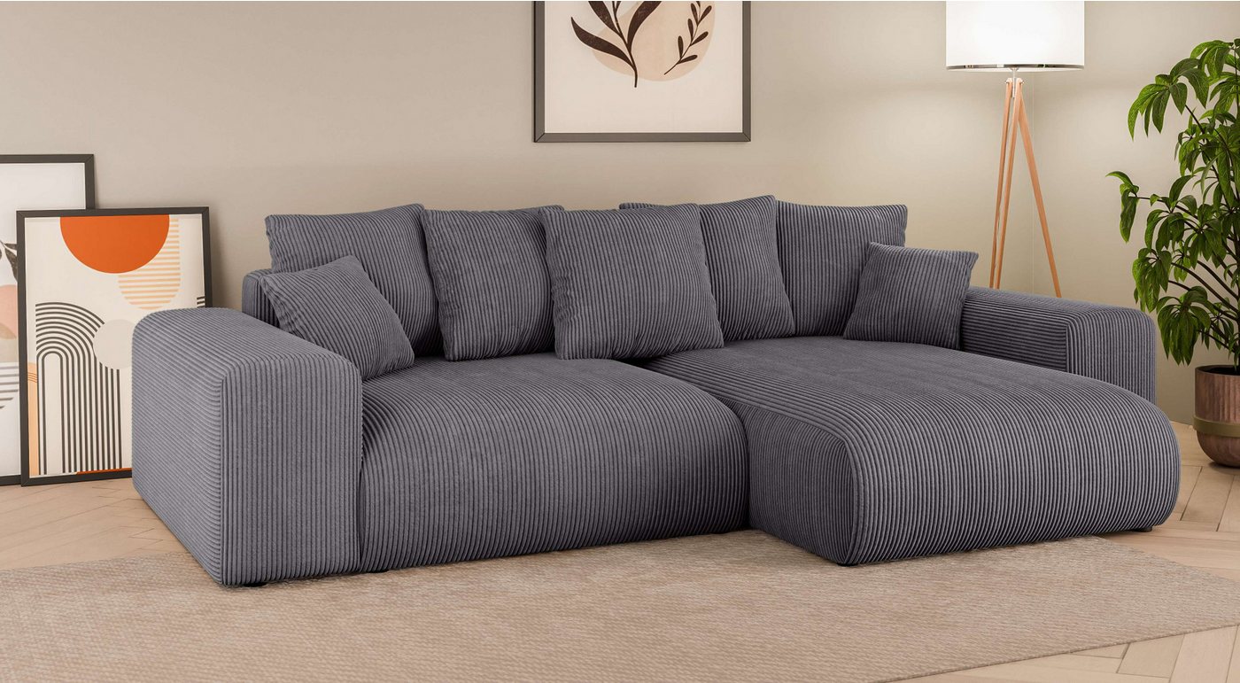 Home affaire Ecksofa LAKESIDE mit Bettfunktion und Bettkasten, B/T/H 257/166/84 cm, L-Form, Recamiere beidseitig montierbar, mit Wellenunterfederung – Bild 4 von 5