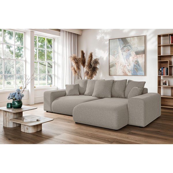Home affaire Ecksofa LAKESIDE mit Bettfunktion und Bettkasten, B/T/H 257/166/84 cm, L-Form, Recamiere beidseitig montierbar, mit Wellenunterfederung