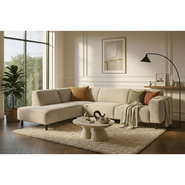 Home affaire Ecksofa LORCAN mit Holzfuß, Breite 275 cm, weiches Sitzgefühl, Massivholzfüsse, Chenille und Bouclé -Bezüge