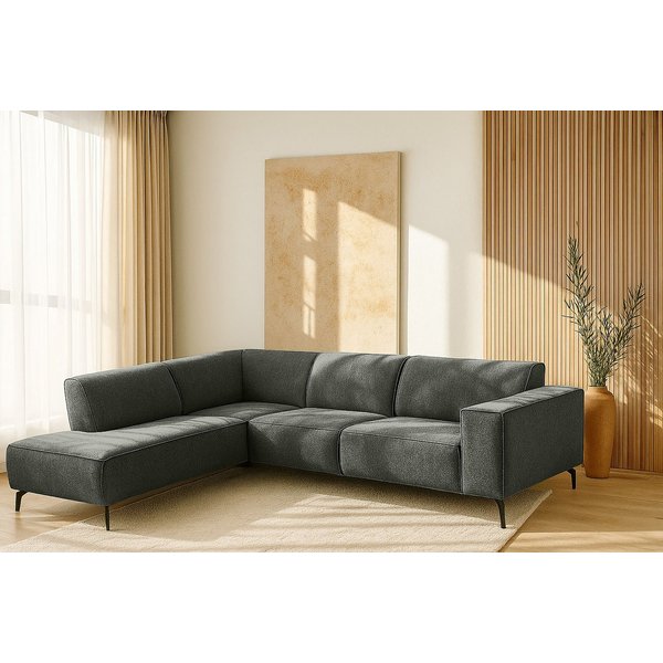 Home affaire Ecksofa LORCAN mit Metallfüßen, Breite 275 cm, weiches Sitzgefühl, Metallfüße, Lederoptik, Struktur, Bouclé