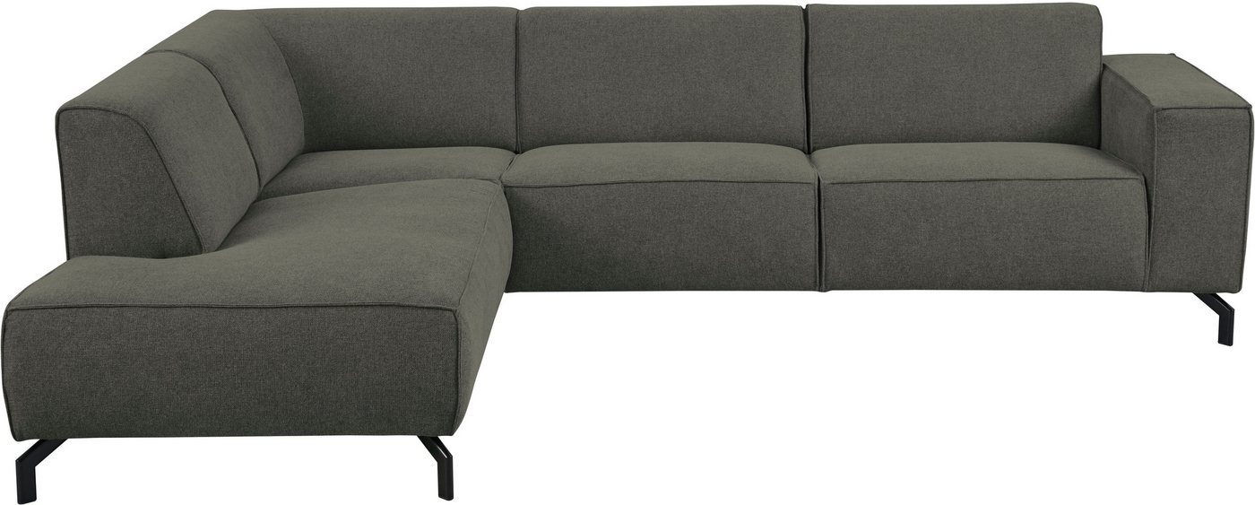 Home affaire Ecksofa LORCAN mit Metallfüßen, Breite 275 cm, weiches Sitzgefühl, Metallfüße, Lederoptik, Struktur, Bouclé – Bild 2 von 5