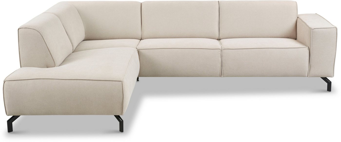 Home affaire Ecksofa LORCAN mit Metallfüßen, Breite 275 cm, weiches Sitzgefühl, Metallfüße, Lederoptik, Struktur, Bouclé – Bild 2 von 5