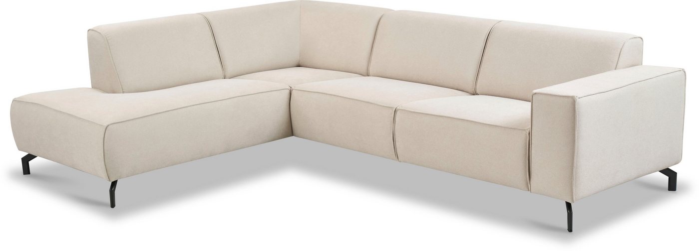 Home affaire Ecksofa LORCAN mit Metallfüßen, Breite 275 cm, weiches Sitzgefühl, Metallfüße, Lederoptik, Struktur, Bouclé – Bild 4 von 5