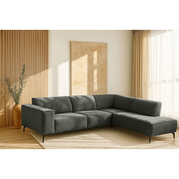 Home affaire Ecksofa LORCAN mit Metallfüßen, Breite 275 cm, weiches Sitzgefühl, Metallfüße, Lederoptik, Struktur, Bouclé
