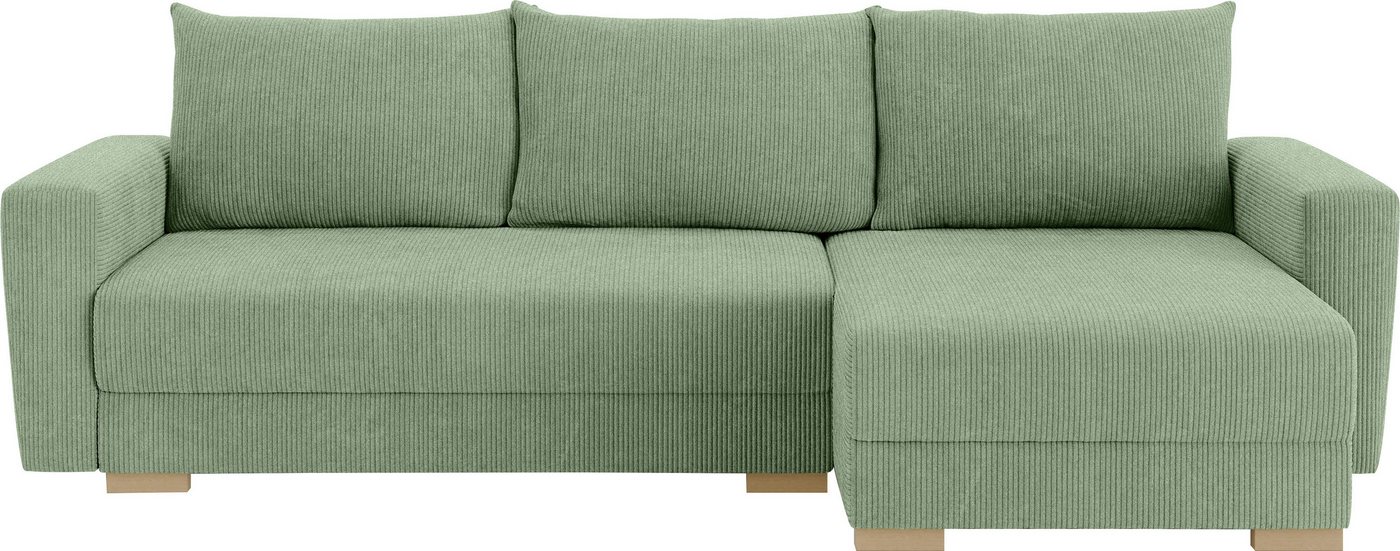 Home affaire Ecksofa MAGHERA universell Schlafsofa mit Bettkasten, Maße B/T/H: 255/142/84cm, L-Form mit Recamiere rechts oder links montierbar, hoher Sitzkomfor – Bild 2 von 5