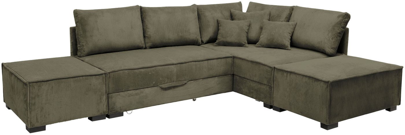 Home affaire Ecksofa Night & Day L-Form, B: 316 cm mit Dauer-Schlaffunktion 180x200 cm, Set: Sofa & Hocker, Schlaffunktion, Bettkasten & Kissen, Boxspringbett – Bild 2 von 5