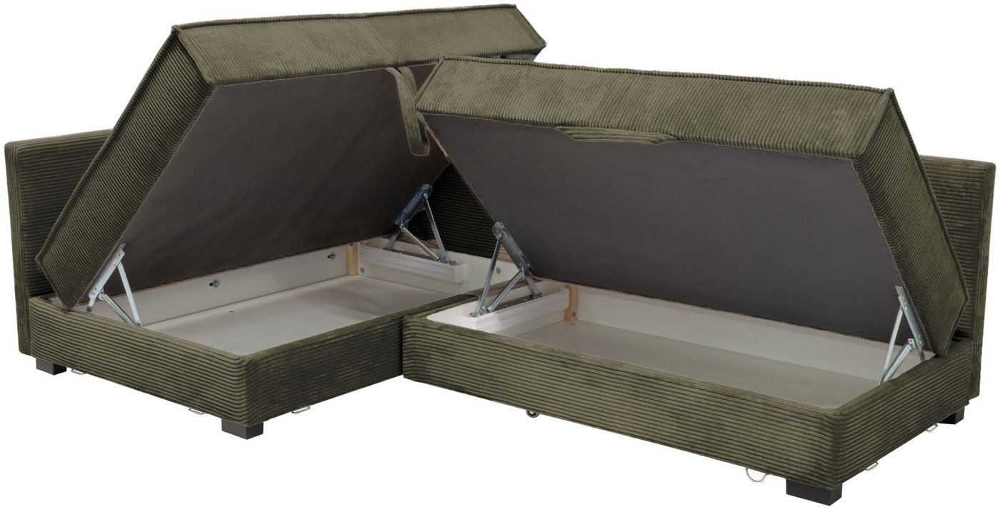 Home affaire Ecksofa Night & Day L-Form, B: 316 cm mit Dauer-Schlaffunktion 180x200 cm, Set: Sofa & Hocker, Schlaffunktion, Bettkasten & Kissen, Boxspringbett – Bild 5 von 5