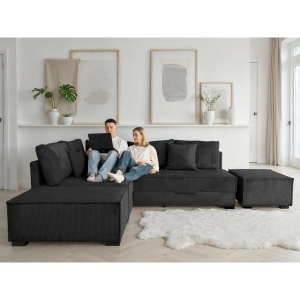 Home affaire Ecksofa Night & Day L-Form, B: 316 cm mit Dauer-Schlaffunktion 180x200 cm, Set: Sofa & Hocker, Schlaffunktion, Bettkasten & Kissen, Boxspringbett