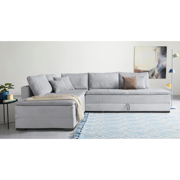 Home affaire Ecksofa Night & Day L-Form, B: 321 cm, mit Dauer-Schlaffunktion 180x200 cm, Schlaffunktion, Bettkasten, Topper & 3 Zierkissen, Boxspringbett Cord