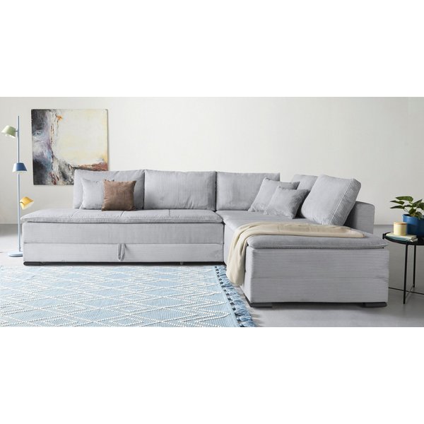 Home affaire Ecksofa Night & Day L-Form, B: 321 cm, mit Dauer-Schlaffunktion 180x200 cm, Schlaffunktion, Bettkasten, Topper & 3 Zierkissen, Boxspringbett Cord
