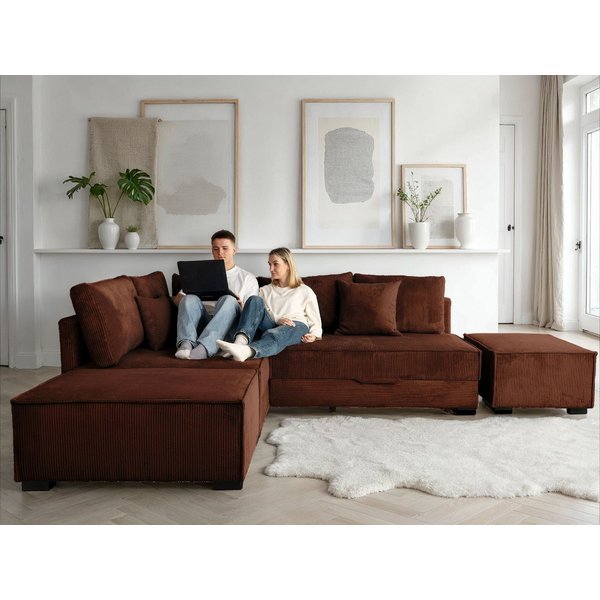Home affaire Ecksofa Night & Day L-Form, B: 316 cm mit Dauer-Schlaffunktion 180x200 cm, Set: Sofa & Hocker, Schlaffunktion, Bettkasten & Kissen, Boxspringbett