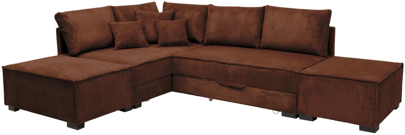 Home affaire Ecksofa Night & Day L-Form, B: 316 cm mit Dauer-Schlaffunktion 180x200 cm, Set: Sofa & Hocker, Schlaffunktion, Bettkasten & Kissen, Boxspringbett – Bild 2 von 5
