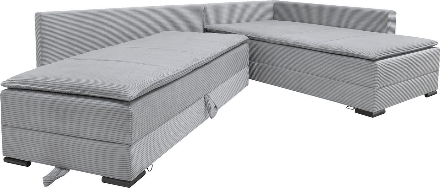 Home affaire Ecksofa Night & Day L-Form, B: 321 cm, mit Dauer-Schlaffunktion 180x200 cm, Schlaffunktion, Bettkasten, Topper & 3 Zierkissen, Boxspringbett Cord – Bild 5 von 5