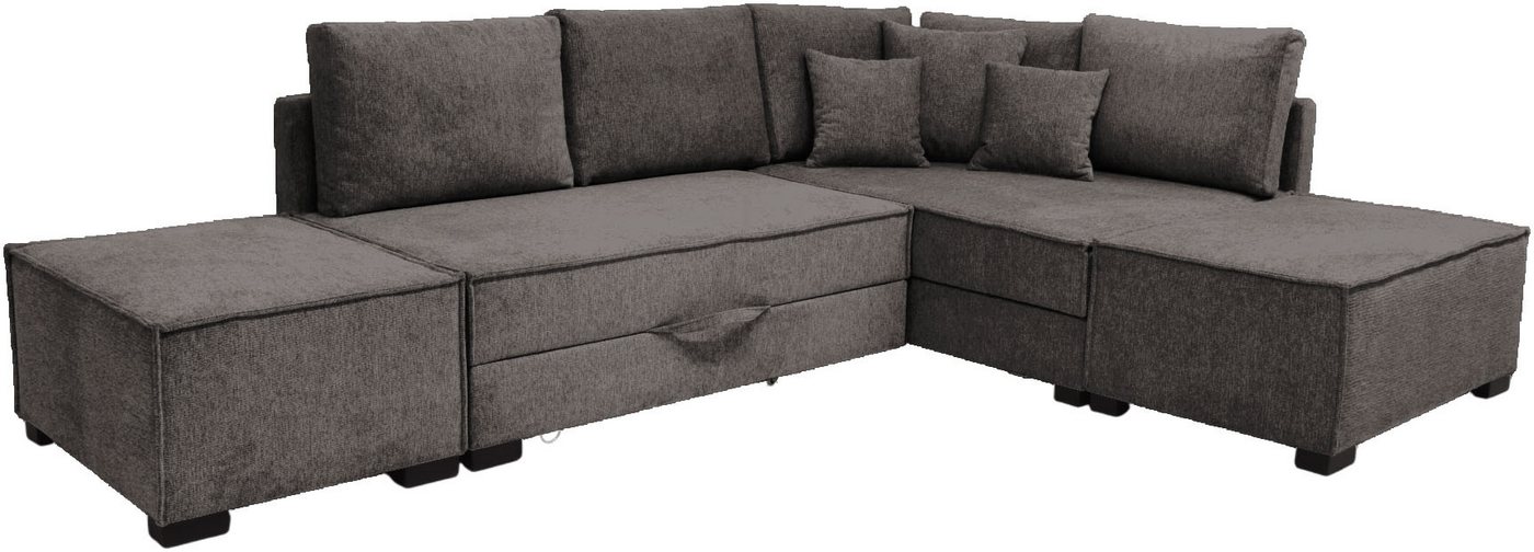 Home affaire Ecksofa Night & Day L-Form, B: 316 cm mit Dauer-Schlaffunktion 180x200 cm, Set: Sofa & Hocker, Schlaffunktion, Bettkasten & Kissen, Boxspringbett – Bild 4 von 5