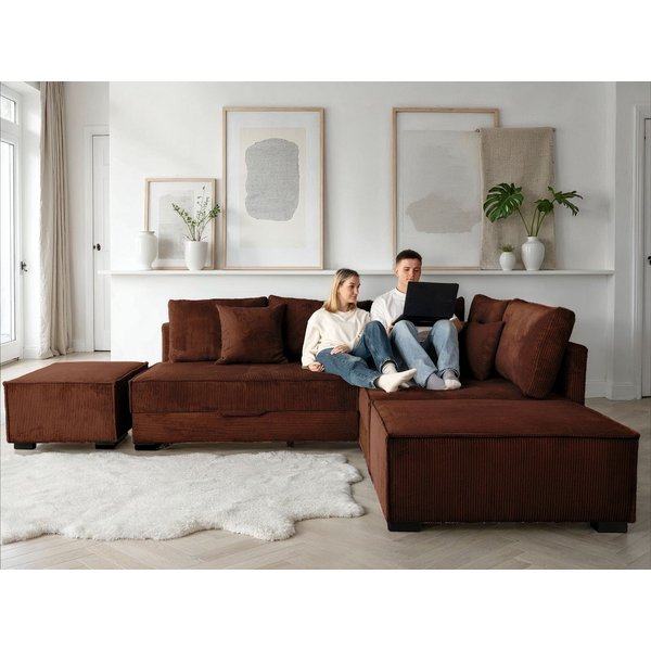 Home affaire Ecksofa Night & Day L-Form, B: 316 cm mit Dauer-Schlaffunktion 180x200 cm, Set: Sofa & Hocker, Schlaffunktion, Bettkasten & Kissen, Boxspringbett