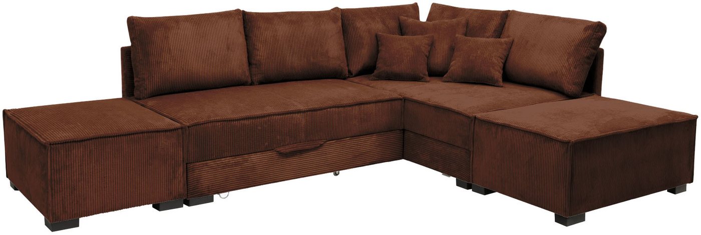 Home affaire Ecksofa Night & Day L-Form, B: 316 cm mit Dauer-Schlaffunktion 180x200 cm, Set: Sofa & Hocker, Schlaffunktion, Bettkasten & Kissen, Boxspringbett – Bild 2 von 5