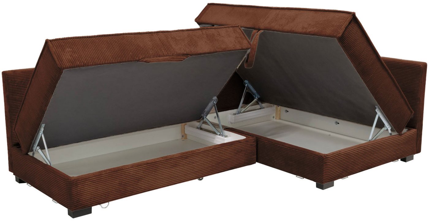 Home affaire Ecksofa Night & Day L-Form, B: 316 cm mit Dauer-Schlaffunktion 180x200 cm, Set: Sofa & Hocker, Schlaffunktion, Bettkasten & Kissen, Boxspringbett – Bild 5 von 5