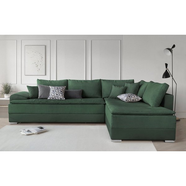 Home affaire Ecksofa Night & Day L-Form, B: 324 cm, Dauer-Schlaffunktion und Armlehne, Schlaffunktion & Bettkasten, Boxspringbett 180x200 cm