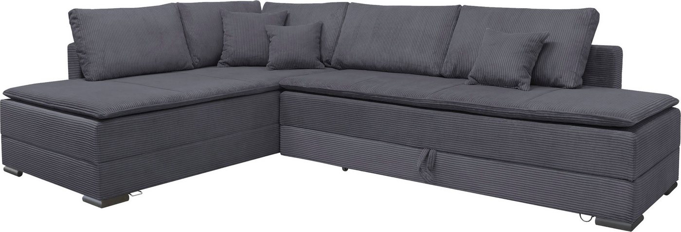 Home affaire Ecksofa Night & Day L-Form, B: 321 cm, mit Dauer-Schlaffunktion 180x200 cm, Schlaffunktion, Bettkasten, Topper & 3 Zierkissen, Boxspringbett Cord – Bild 2 von 5