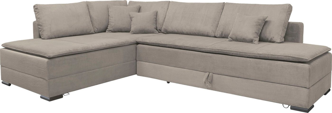 Home affaire Ecksofa Night & Day L-Form, B: 321 cm, mit Dauer-Schlaffunktion 180x200 cm, Schlaffunktion, Bettkasten, Topper & 3 Zierkissen, Boxspringbett Cord – Bild 2 von 5
