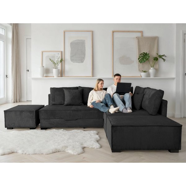 Home affaire Ecksofa Night & Day L-Form, B: 316 cm mit Dauer-Schlaffunktion 180x200 cm, Set: Sofa & Hocker, Schlaffunktion, Bettkasten & Kissen, Boxspringbett