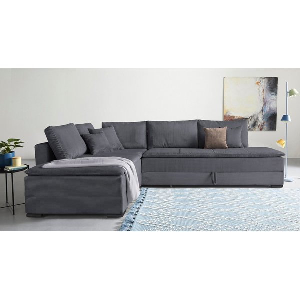 Home affaire Ecksofa Night & Day L-Form, B: 321 cm, mit Dauer-Schlaffunktion 180x200 cm, Schlaffunktion, Bettkasten, Topper & 3 Zierkissen, Boxspringbett Cord