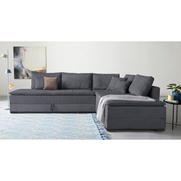 Home affaire Ecksofa Night & Day L-Form, B: 321 cm, mit Dauer-Schlaffunktion 180x200 cm, Schlaffunktion, Bettkasten, Topper & 3 Zierkissen, Boxspringbett Cord