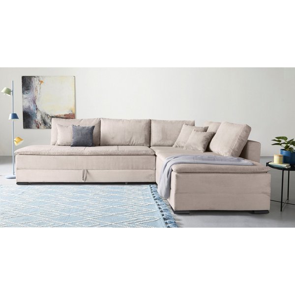 Home affaire Ecksofa Night & Day L-Form, B: 321 cm, mit Dauer-Schlaffunktion 180x200 cm, Schlaffunktion, Bettkasten, Topper & 3 Zierkissen, Boxspringbett Cord