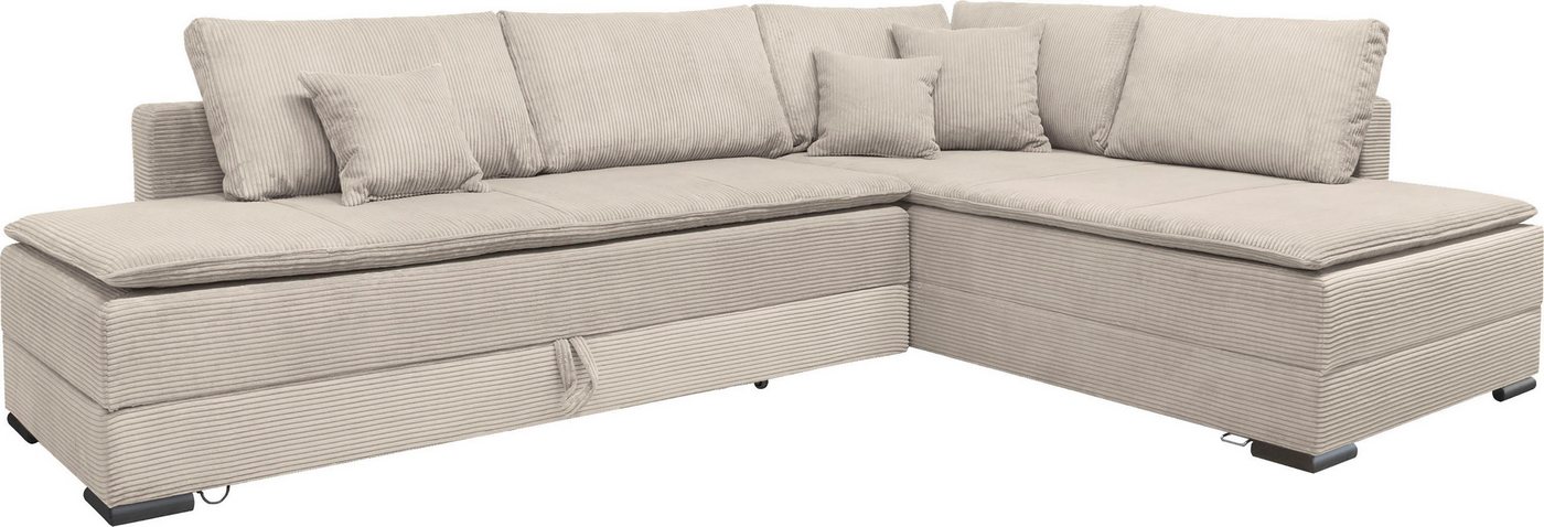 Home affaire Ecksofa Night & Day L-Form, B: 321 cm, mit Dauer-Schlaffunktion 180x200 cm, Schlaffunktion, Bettkasten, Topper & 3 Zierkissen, Boxspringbett Cord – Bild 2 von 5