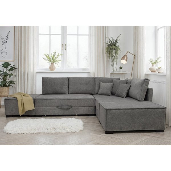 Home affaire Ecksofa Night & Day L-Form, B: 316 cm mit Dauer-Schlaffunktion 180x200 cm, Set: Sofa & Hocker, Schlaffunktion, Bettkasten & Kissen, Boxspringbett