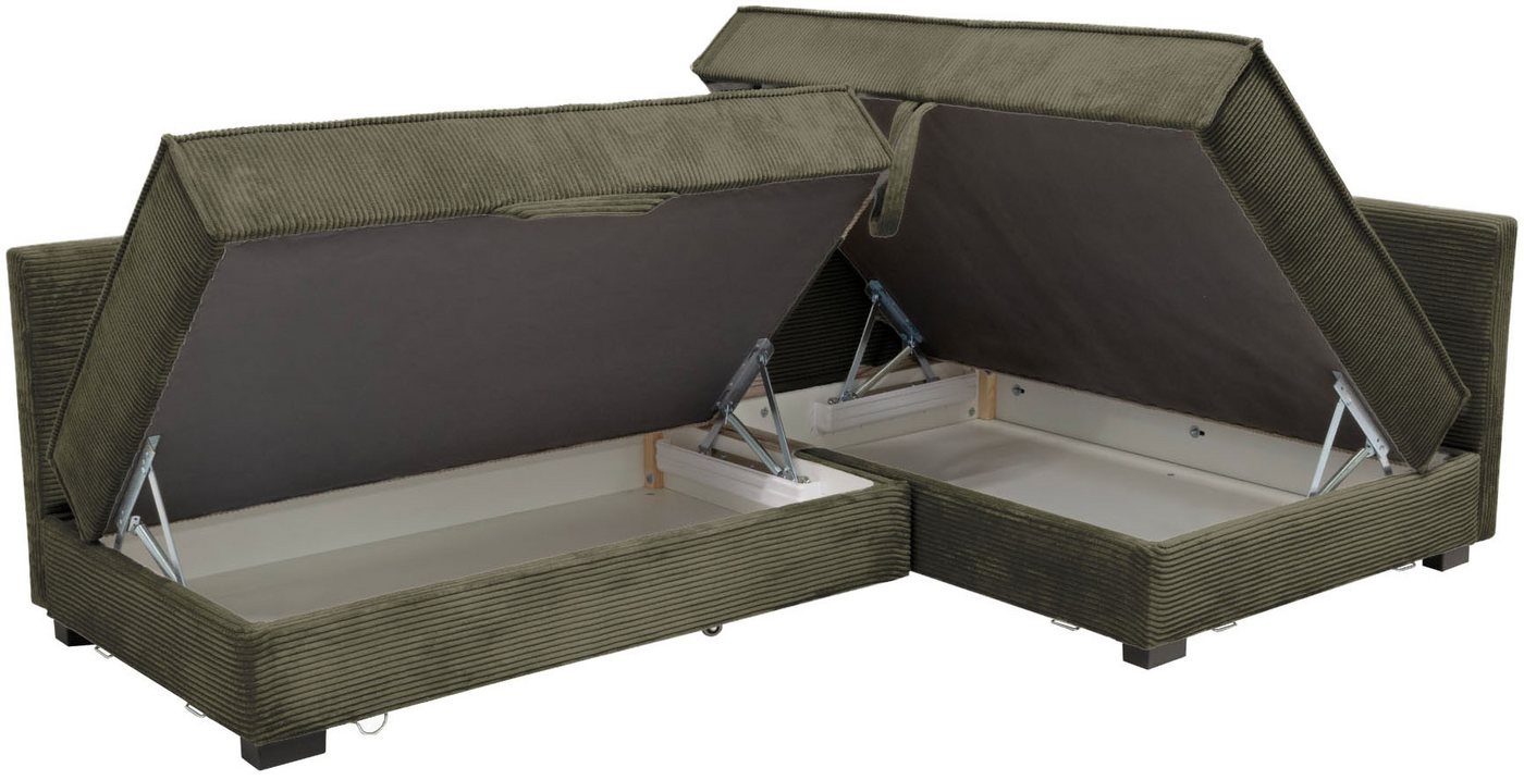 Home affaire Ecksofa Night & Day L-Form, B: 316 cm mit Dauer-Schlaffunktion 180x200 cm, Set: Sofa & Hocker, Schlaffunktion, Bettkasten & Kissen, Boxspringbett – Bild 5 von 5