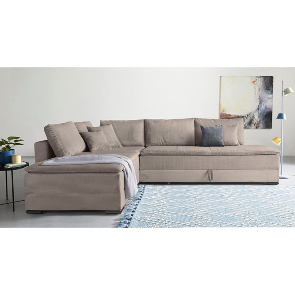 Home affaire Ecksofa Night & Day L-Form, B: 321 cm, mit Dauer-Schlaffunktion 180x200 cm, Schlaffunktion, Bettkasten, Topper & 3 Zierkissen, Boxspringbett Cord