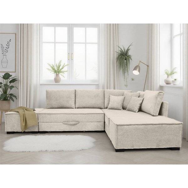 Home affaire Ecksofa Night & Day L-Form, B: 316 cm mit Dauer-Schlaffunktion 180x200 cm, Set: Sofa & Hocker, Schlaffunktion, Bettkasten & Kissen, Boxspringbett