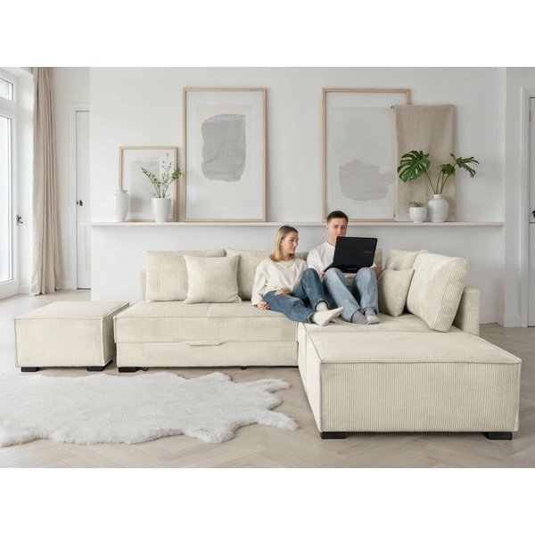 Home affaire Ecksofa Night & Day L-Form, B: 316 cm mit Dauer-Schlaffunktion 180x200 cm, Set: Sofa & Hocker, Schlaffunktion, Bettkasten & Kissen, Boxspringbett
