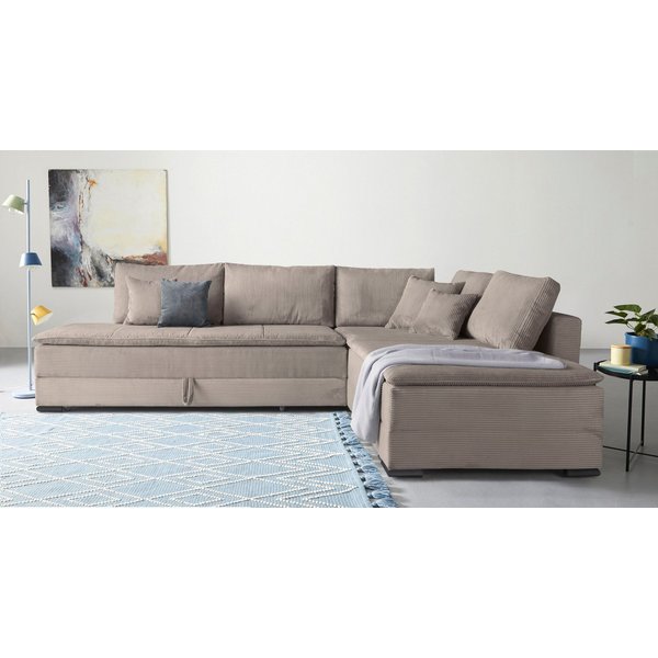 Home affaire Ecksofa Night & Day L-Form, B: 321 cm, mit Dauer-Schlaffunktion 180x200 cm, Schlaffunktion, Bettkasten, Topper & 3 Zierkissen, Boxspringbett Cord