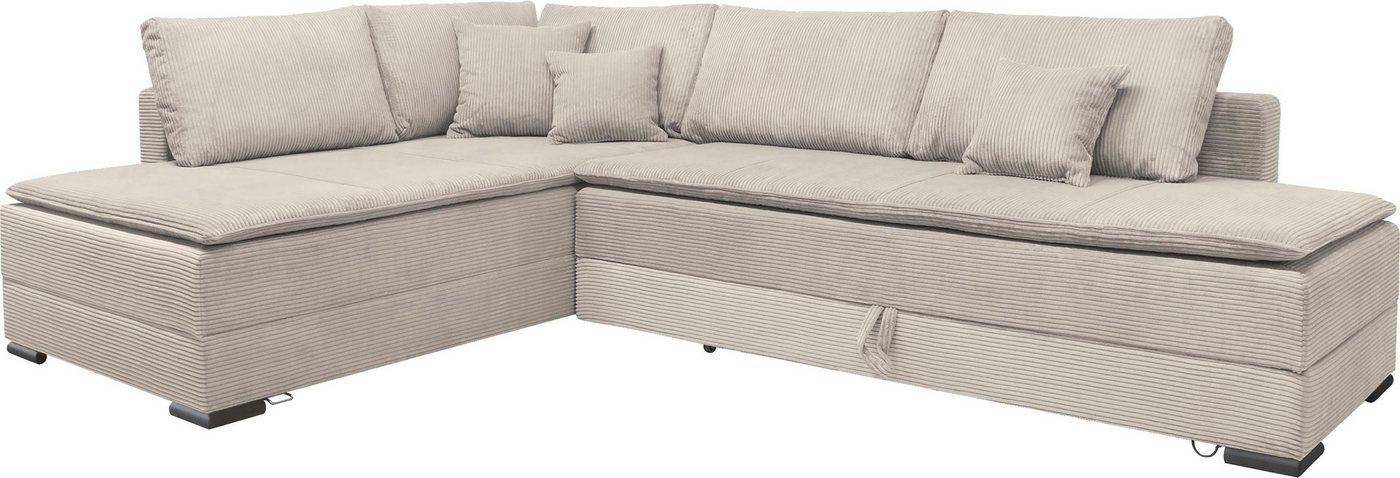 Home affaire Ecksofa Night & Day L-Form, B: 321 cm, mit Dauer-Schlaffunktion 180x200 cm, Schlaffunktion, Bettkasten, Topper & 3 Zierkissen, Boxspringbett Cord – Bild 2 von 5
