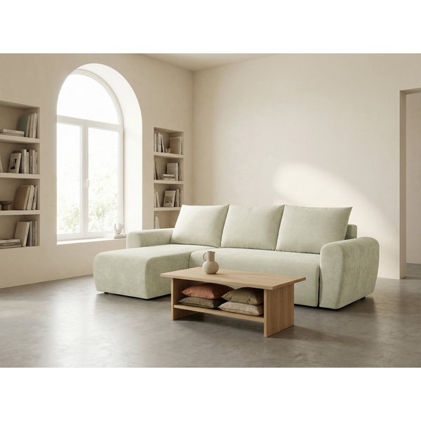 Home affaire Ecksofa Nortrud-Uni, 241 cm, L-Form, mit Schlaffunktion u. Bettkasten, Recamiere rechts / links montierbar, Feinstruktur-Bezug