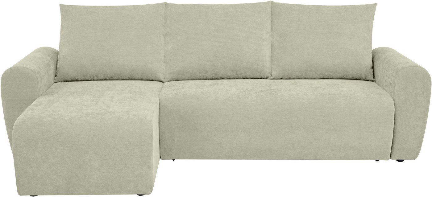Home affaire Ecksofa Nortrud-Uni, 241 cm, L-Form, mit Schlaffunktion u. Bettkasten, Recamiere rechts / links montierbar, Feinstruktur-Bezug – Bild 2 von 5
